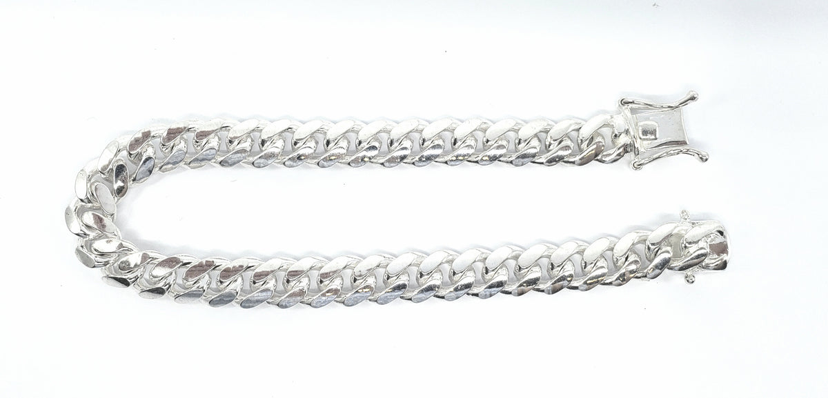 Sterling Silver Miami Cuban Rhodium Plated Bracelet - 9 Inches