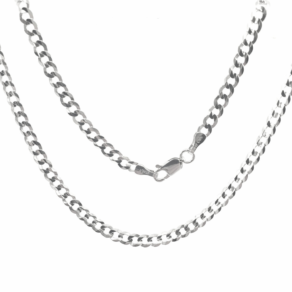 10K White Gold 3mm Curb Chain with Lobster Claw - 22 Inches
