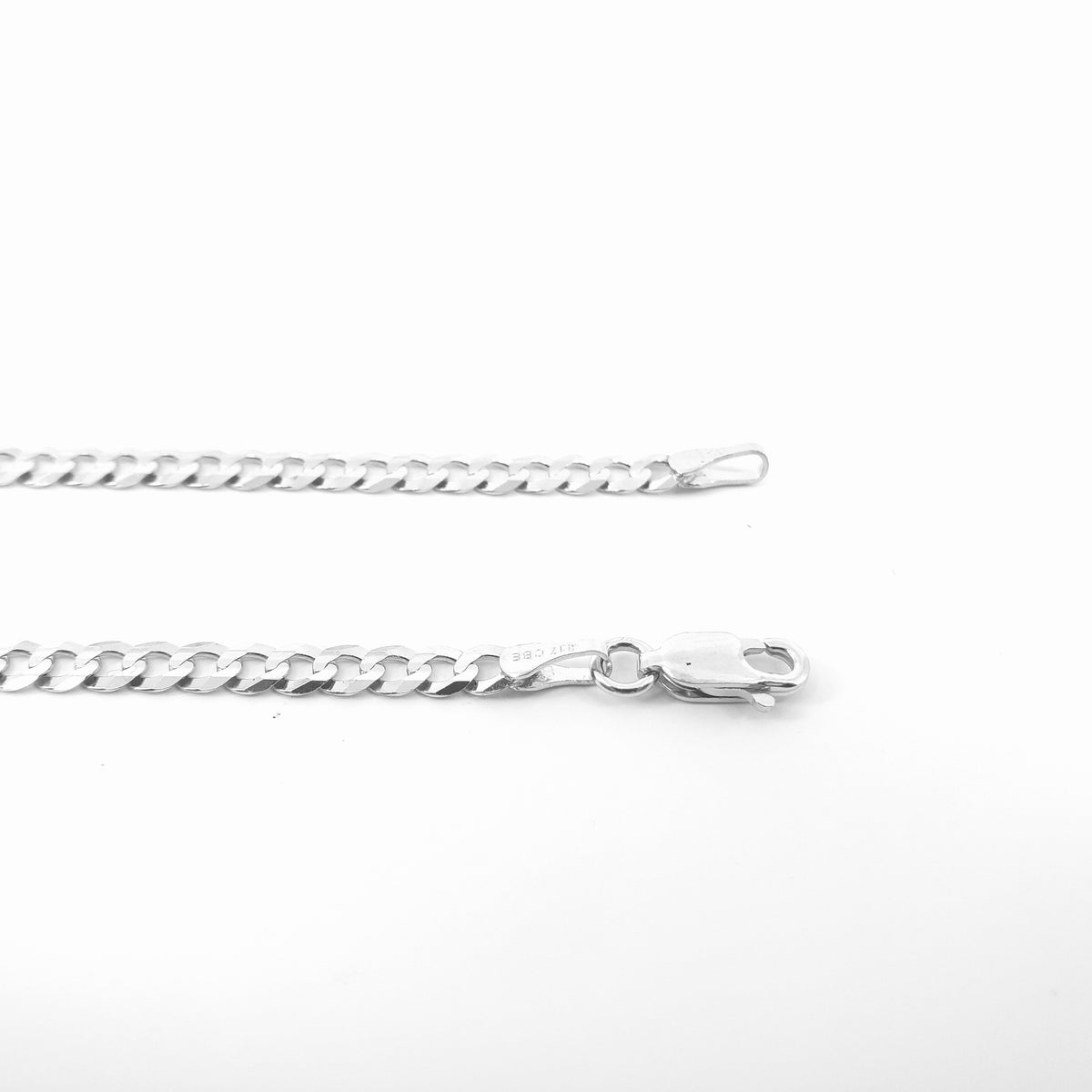 10K White Gold 3mm Curb Chain with Lobster Claw - 22 Inches