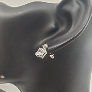 Pendientes colgantes de plata de ley 925 con circonita cúbica redonda y cuadrada, 11 mm