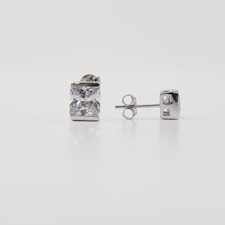 Pendientes de plata de ley 925 con circonita cúbica y parte trasera de mariposa, 9 mm x 7 mm