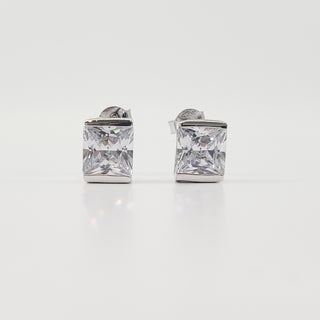 Pendientes de plata de ley 925 con circonita cúbica y parte trasera de mariposa, 9 mm x 7 mm