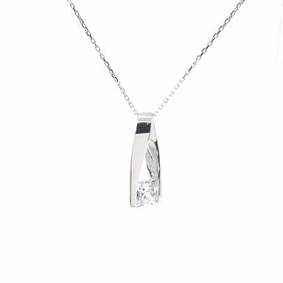 Colgante con cadena de circonita cúbica de 7 mm de plata de ley 925, 18 pulgadas