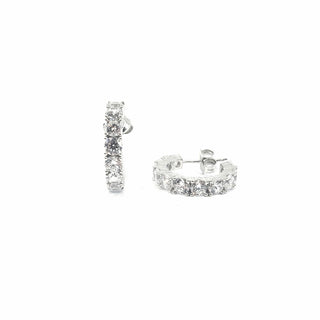 Pendientes de medio aro con circonita cúbica de 3,5 mm de plata de ley 925 - 18 mm