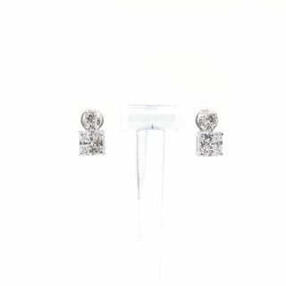 Pendientes colgantes de plata de ley 925 con circonita cúbica redonda y cuadrada, 11 mm