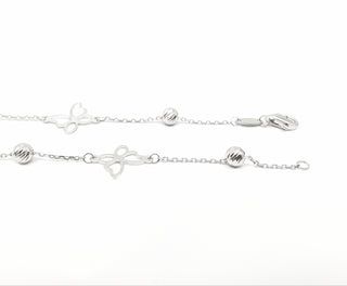 Tobillera con diseño de mariposa en oro blanco de 10 quilates con cierre de langosta - 10 pulgadas