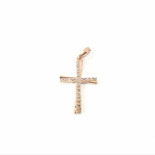 Cruz de circonita cúbica de oro rosa de 10 quilates - 20 mm x 14 mm