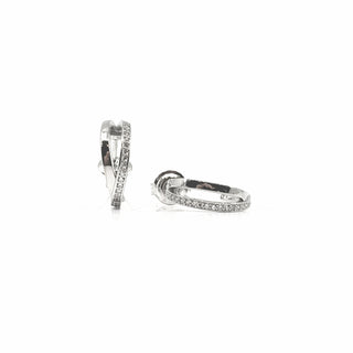 Medio aro de plata de ley 925 con circonita cúbica y doble canal, 14 mm x 12 mm