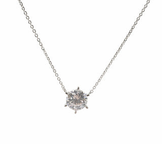 Collar con solitario de circonita cúbica de 8 mm de plata de ley 925, 18 pulgadas