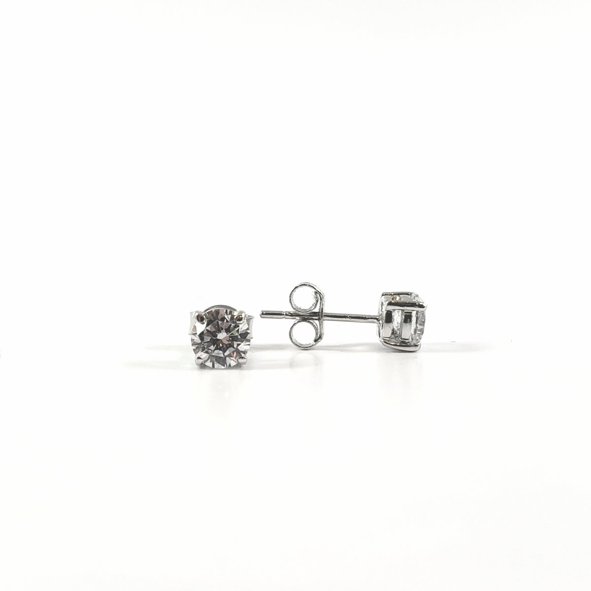 925 Sterling Silver 5mm Cubic Zirconia with 4 Claw Setting Stud Earrings