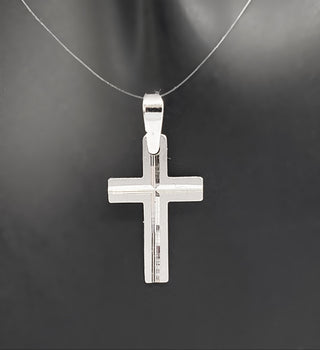 10K White Gold Cross Charm - 16mm x 10mm