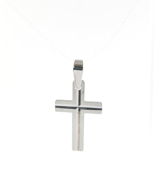 10K White Gold Cross Charm - 16mm x 10mm