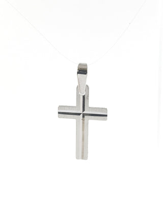 10K White Gold Cross Charm - 13mm x 9mm