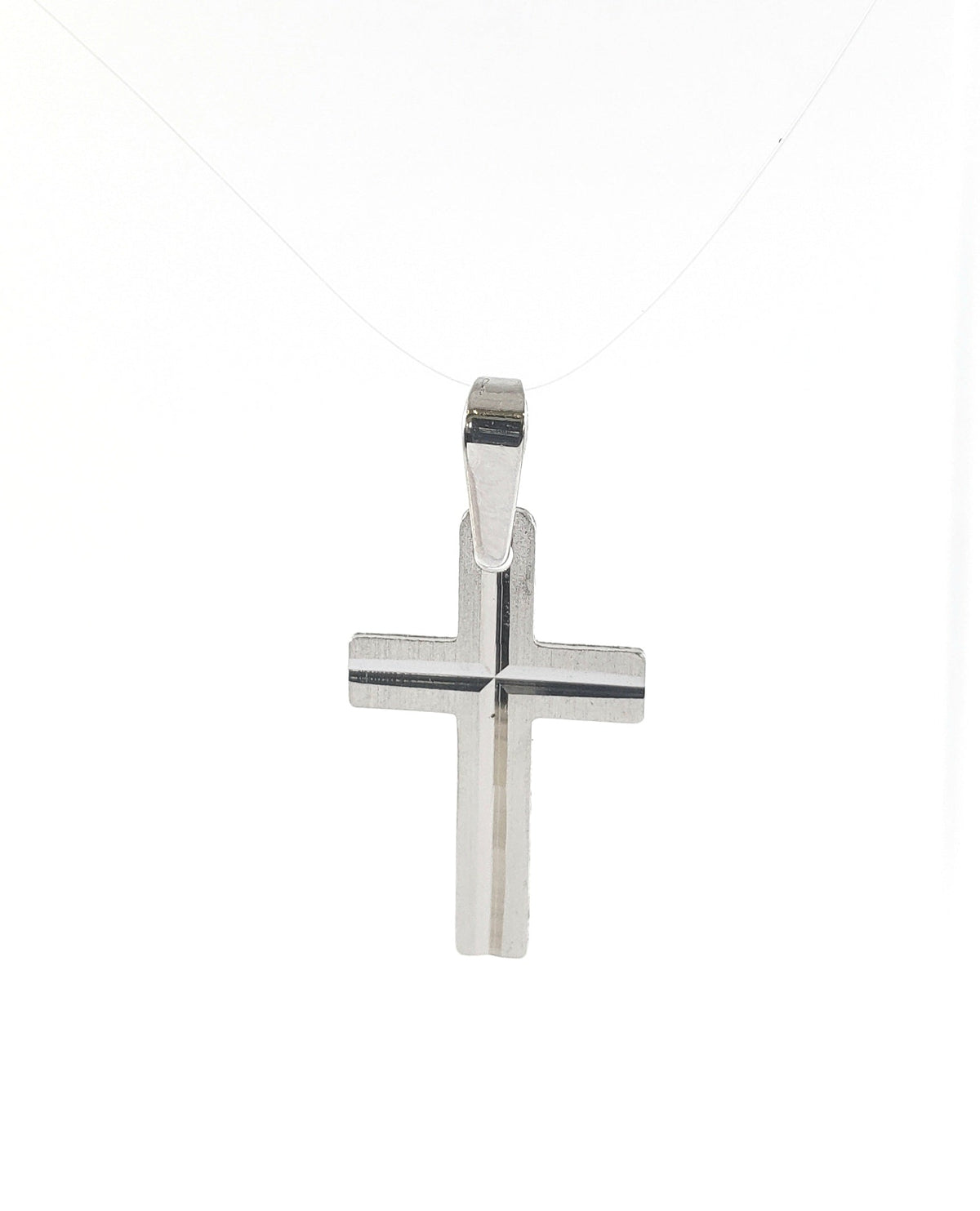 Dije de cruz de oro blanco de 10 quilates: 13 mm x 9 mm