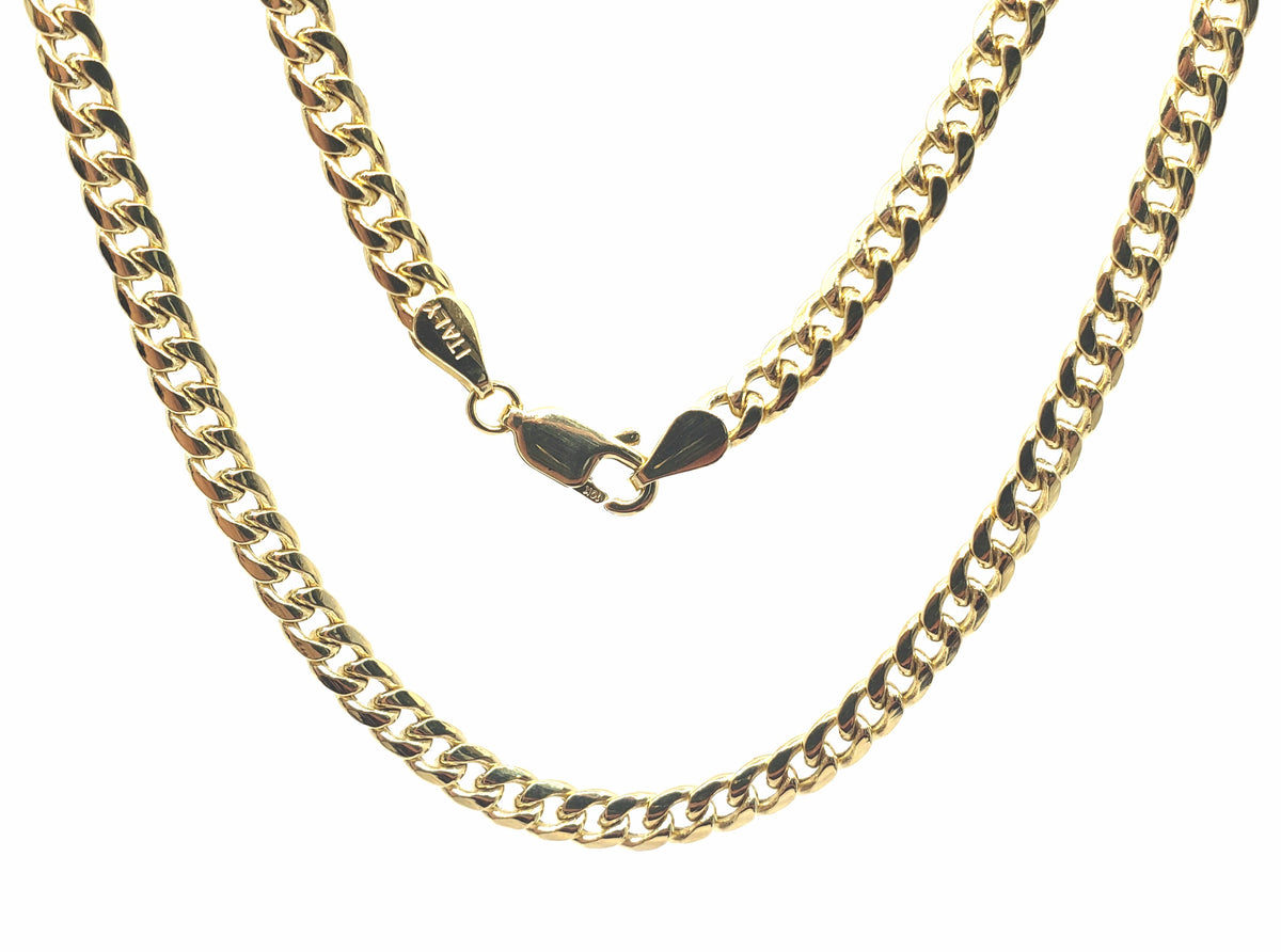 10K Yellow Gold 3.7mm Miami Curb Chain - 24 Inches