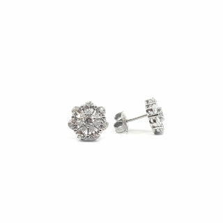 Aretes florales de plata de ley 925 con circonita cúbica - 10,5 mm