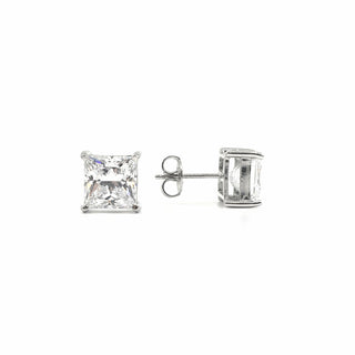 Solitario de talla princesa con circonita cúbica de 8 mm de plata de ley 925