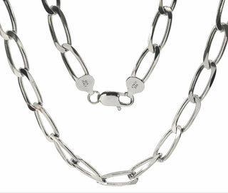 Cadena de clip de papel con corte de diamante de seis lados chapada en platino de 8,30 mm de plata de ley 925 - 24 pulgadas 