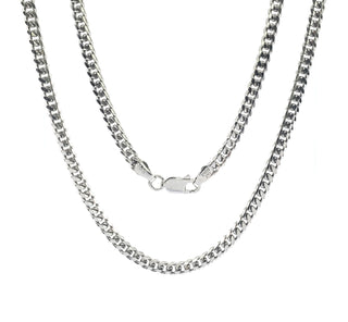 Cadena cubana Miami chapada en rodio de 4,1 mm de plata de ley 925 - 24 pulgadas 