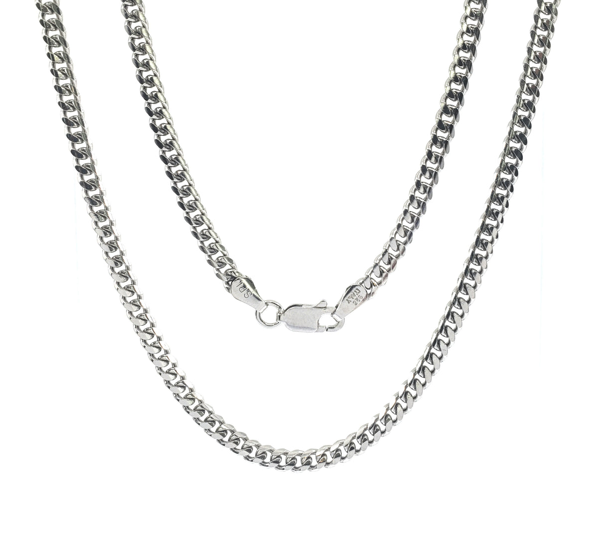 925 Sterling Silver 4.1mm Rhodium Plated Miami Cuban Chain - 24 Inches