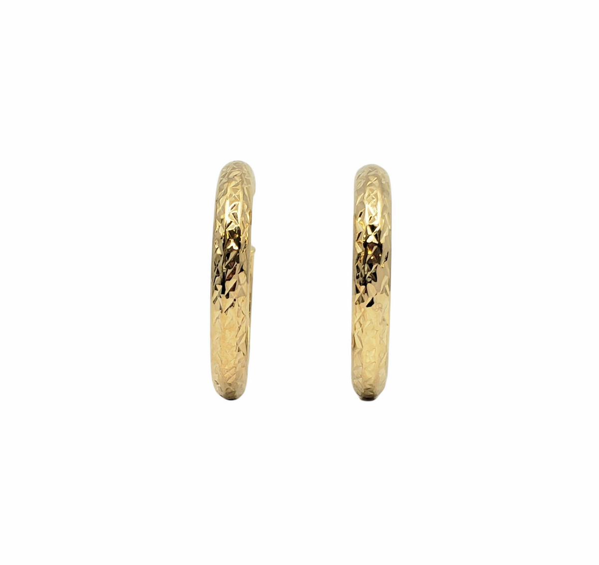 10K Yellow Gold 3.85mm Etched Hoops - 25mm