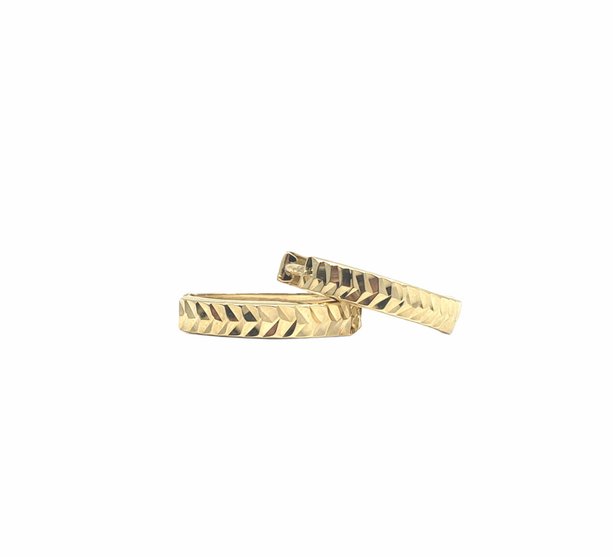 10K Yellow Gold 3.25mm Etched Huggies - 17mm