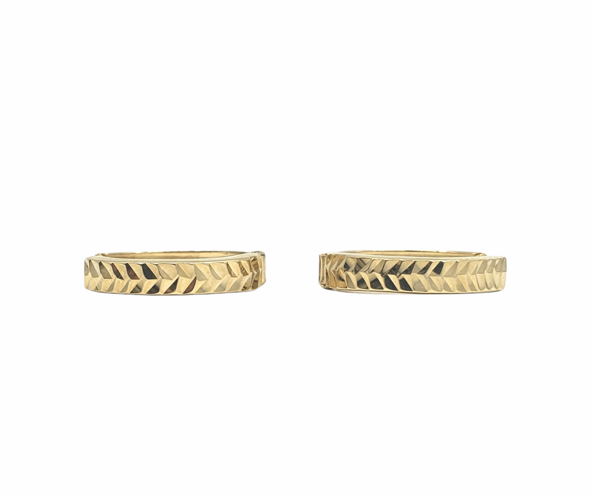10K Yellow Gold 3.25mm Etched Huggies - 17mm