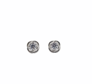 Pendientes con forma de nudo de circonita cúbica de 5 mm de plata de ley 925 - 8 mm x 8 mm