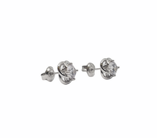 Pendientes con forma de nudo de circonita cúbica de 5 mm de plata de ley 925 - 8 mm x 8 mm