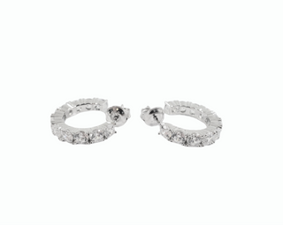 Pendientes de medio aro con circonita cúbica de 3,5 mm de plata de ley 925 - 18 mm