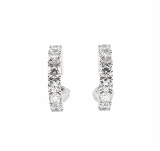 Pendientes de medio aro con circonita cúbica de 3,5 mm de plata de ley 925 - 18 mm