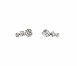 Pendientes colgantes de 3 niveles con circonita cúbica de plata de ley 925, 12 mm x 5 mm