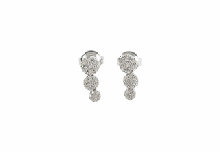 Pendientes colgantes de 3 niveles con circonita cúbica de plata de ley 925, 12 mm x 5 mm