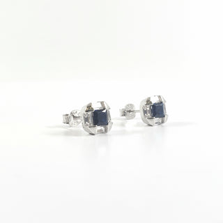 Pendientes de tuerca de plata de ley 925 con circonita cúbica azul y transparente, 8 mm x 8 mm