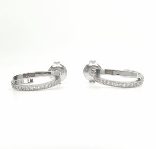 Medio aro de plata de ley 925 con circonita cúbica y doble canal, 14 mm x 12 mm