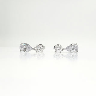 Pendientes colgantes de circonita cúbica en forma de lágrima de plata de ley 925, redondos de 5,5 mm y 7 mm x 10,5 mm, 17,5 mm x 7 mm