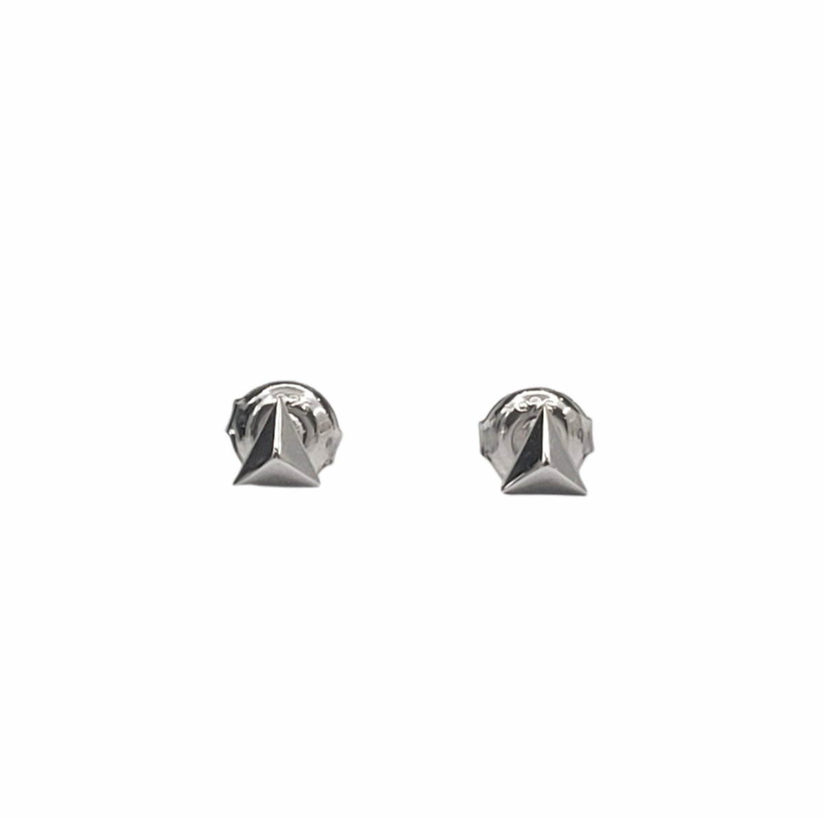 925 Sterling Silver 3D Triangular Stud Earrings - 4.5mm