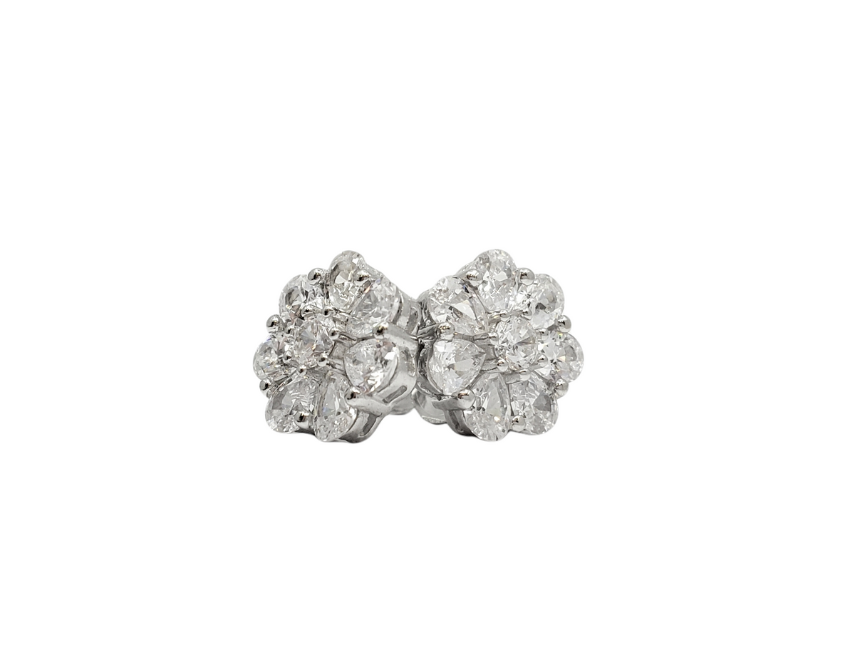 925 Sterling Silver Cubic Zirconia Floral Stud Earrings - 10.5mm