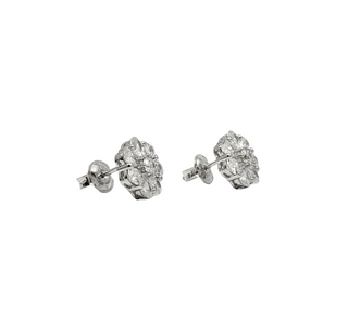 Aretes florales de plata de ley 925 con circonita cúbica - 10,5 mm