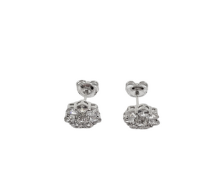 Aretes florales de plata de ley 925 con circonita cúbica - 10,5 mm