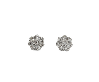 Aretes florales de plata de ley 925 con circonita cúbica - 10,5 mm