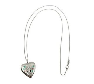925 Sterling Silver Locket with Cubic Zirconia Cross and Decals with Chain - 18 Inches