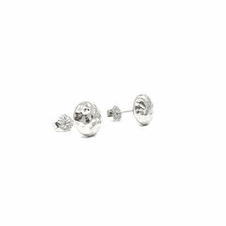 Pendientes de tuerca con bola martillada de plata de ley, 10,5 mm