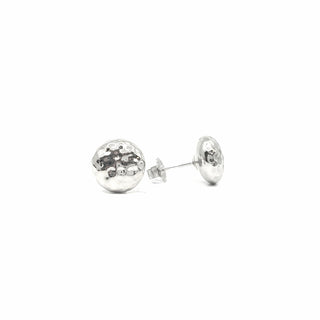 Pendientes de tuerca con bola martillada de plata de ley, 10,5 mm