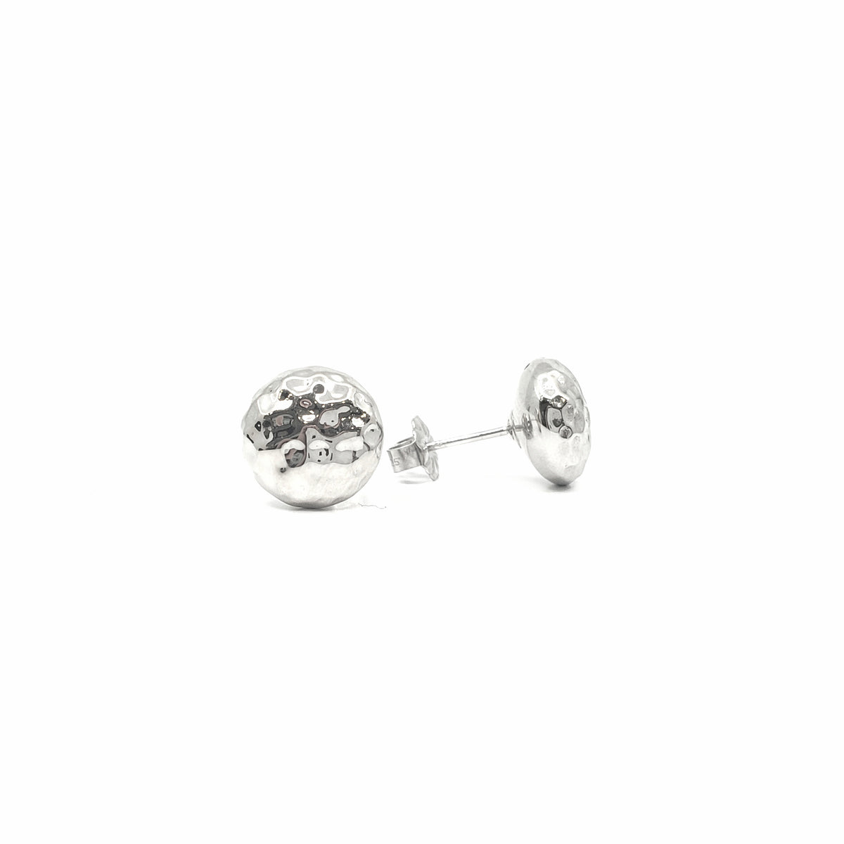Sterling Silver Hammered Ball Stud Earrings 10.5mm