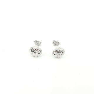 Pendientes de tuerca con bola martillada de plata de ley, 10,5 mm