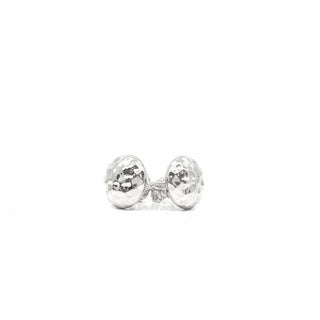 Pendientes de tuerca con bola martillada de plata de ley, 10,5 mm