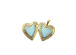 Relicario en forma de corazón de plata de ley 925 chapado en oro con diseño de corazones grabados - 21 mm x 20 mm