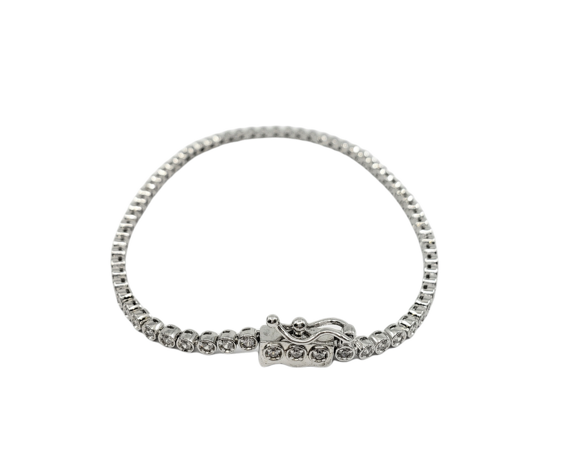 925 Sterling Silver Cubic Zirconia Bracelet - 7 Inches