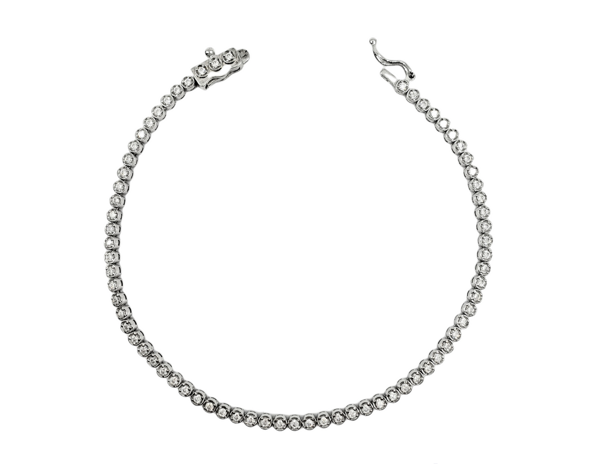 925 Sterling Silver Cubic Zirconia Bracelet - 7 Inches